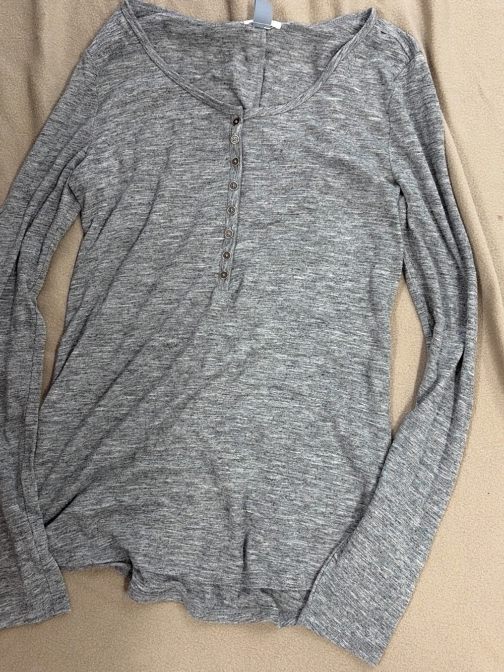 Old Navy Men's Heather Grey V-Neck Henley Sweater